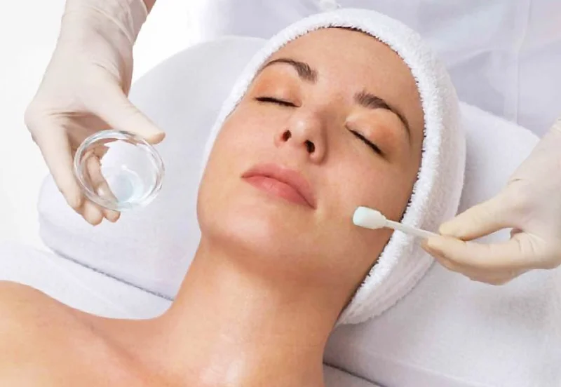 Professional facial skincare treatment in progress