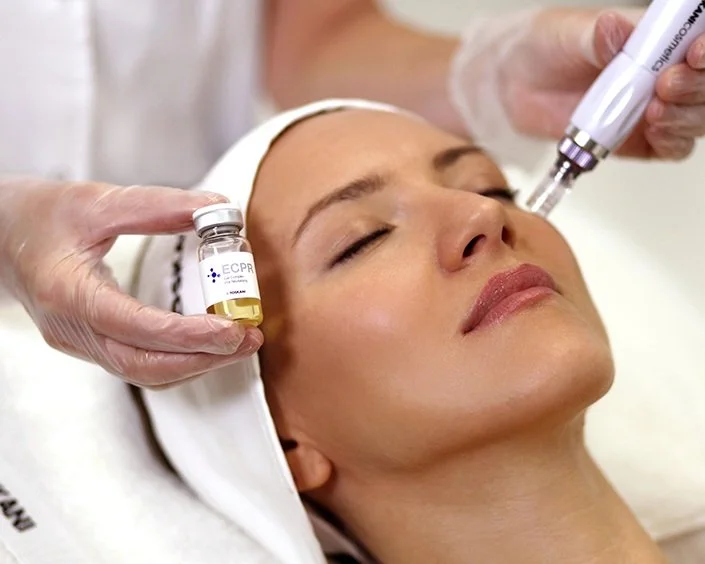 Close-up of professional facial treatment