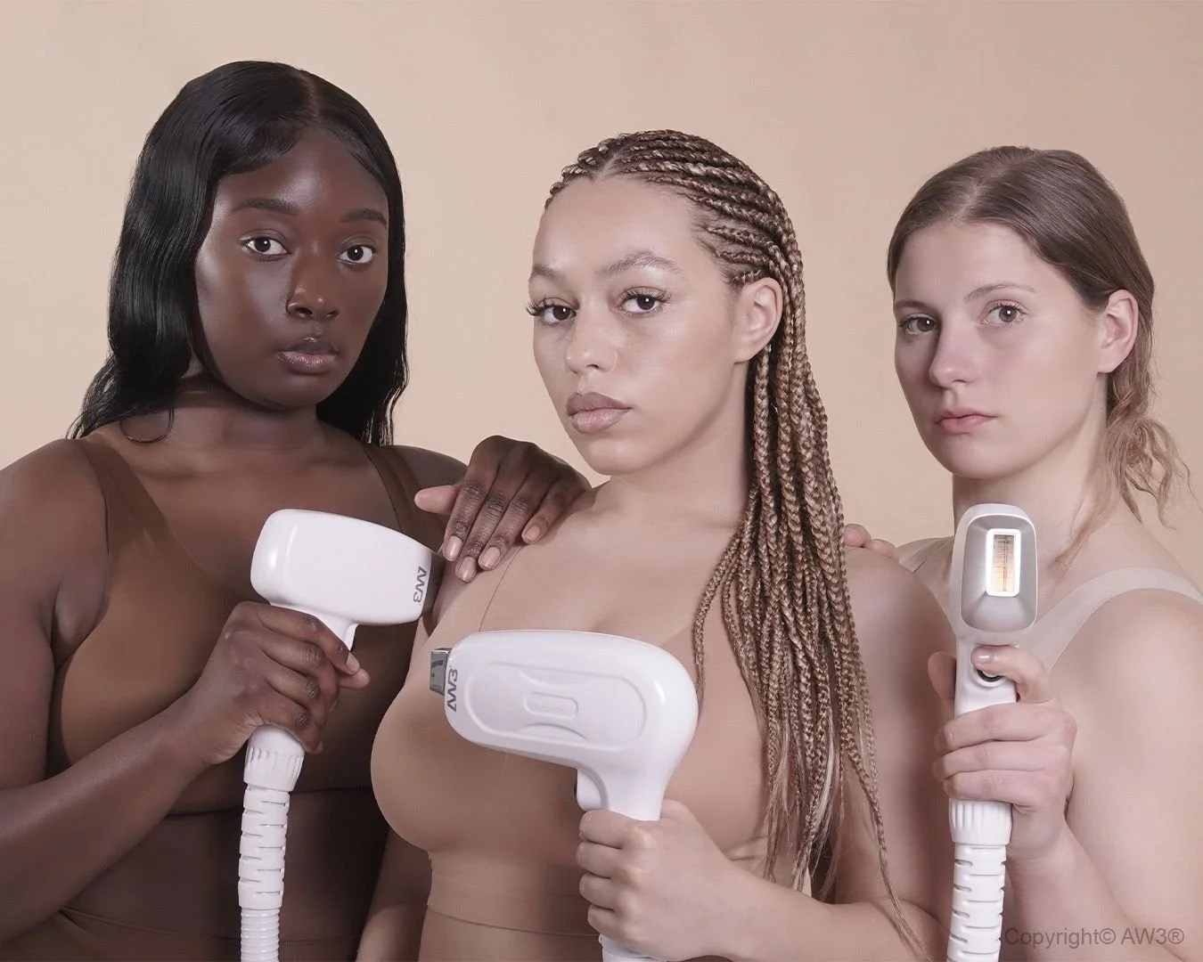 Three women enjoying professional beauty treatments